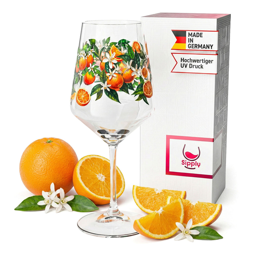 Bicchiere da aperitivo Sipply Summer Vibes con motivo arancione per spritz, cocktail e bevande, 0,5 l, con effetto trasparente