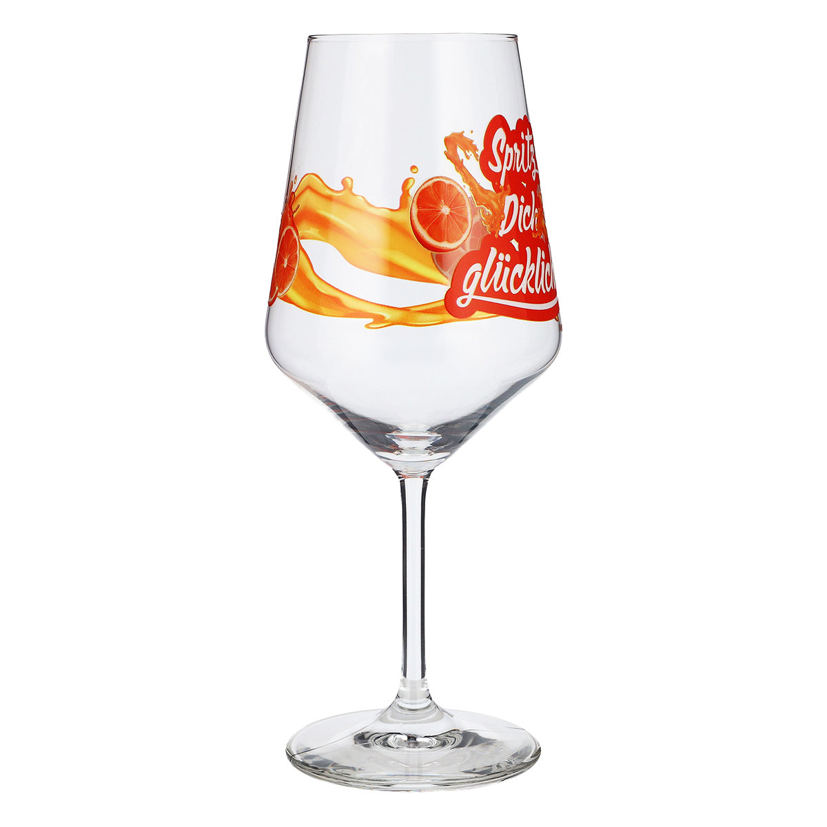 Bicchiere da aperitivo Sipply Summer Vibes con la scritta "Spritz Dich glücklich!" (Spruzzati di felicità!). Bevande cocktail 0,5 l con effetto trasparenza. – Vista 5