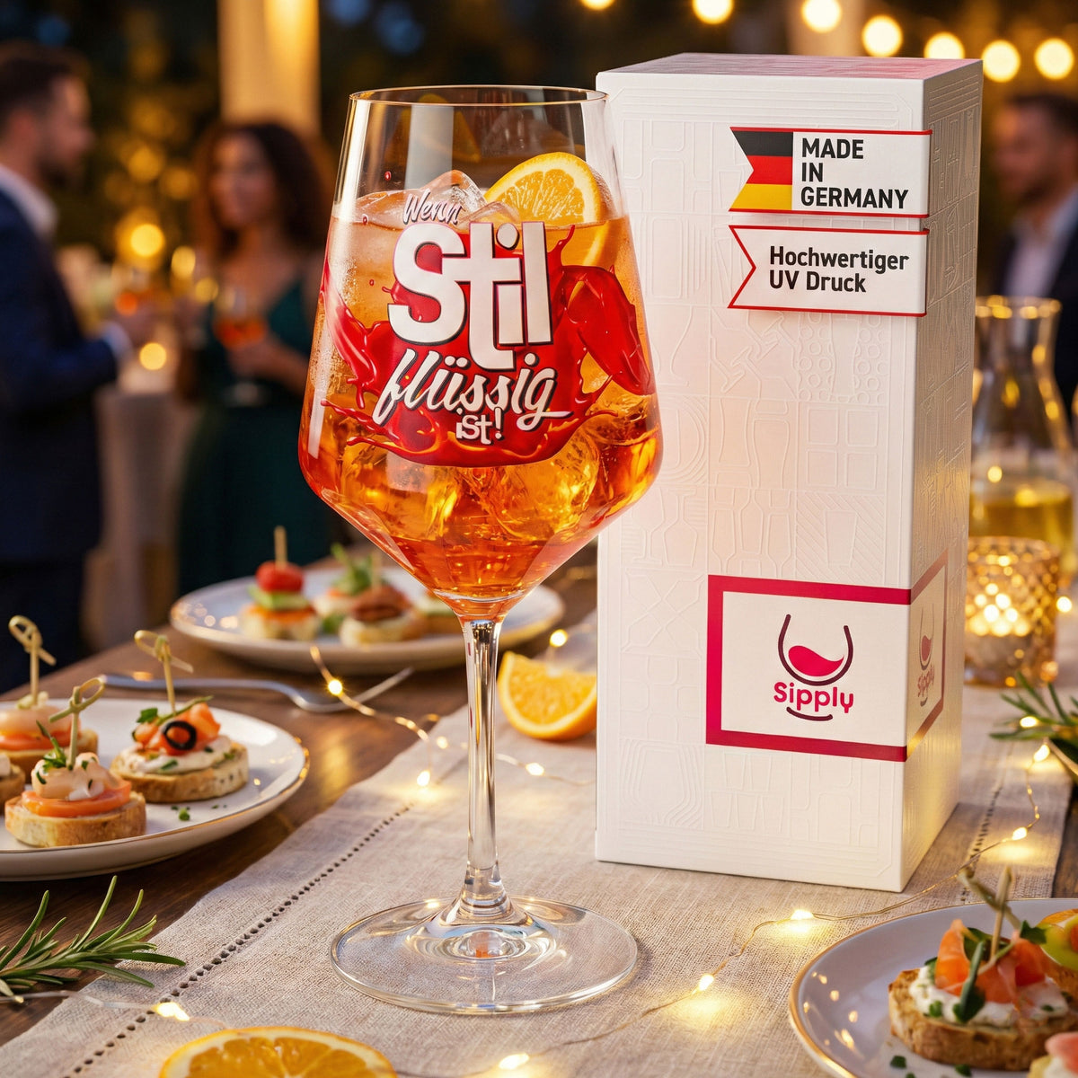Bicchiere da aperitivo Sipply Summer Vibes con scritta Quando lo stile è liquido! 0,5 l con effetto trasparenza – Vista 2