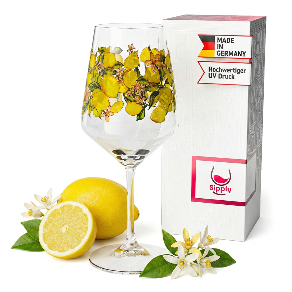 Bicchiere da aperitivo Sipply Summer Vibes con motivo limone per spritz, cocktail e bevande, 0,5 l, con effetto trasparenza