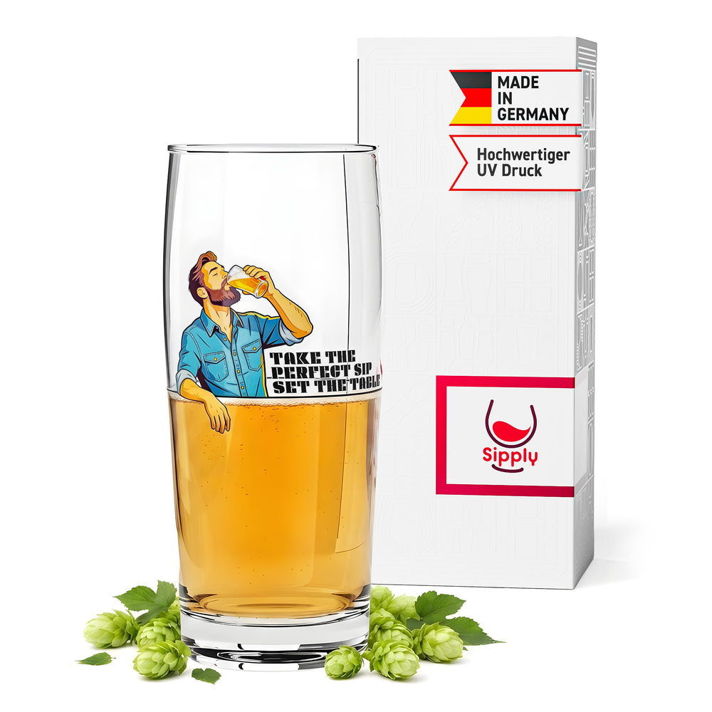 Bicchiere da birra Sipply SETTING THE TABLE Take the Perfect SIP Willibecher 0,5 l - La divertente tendenza dei social media
