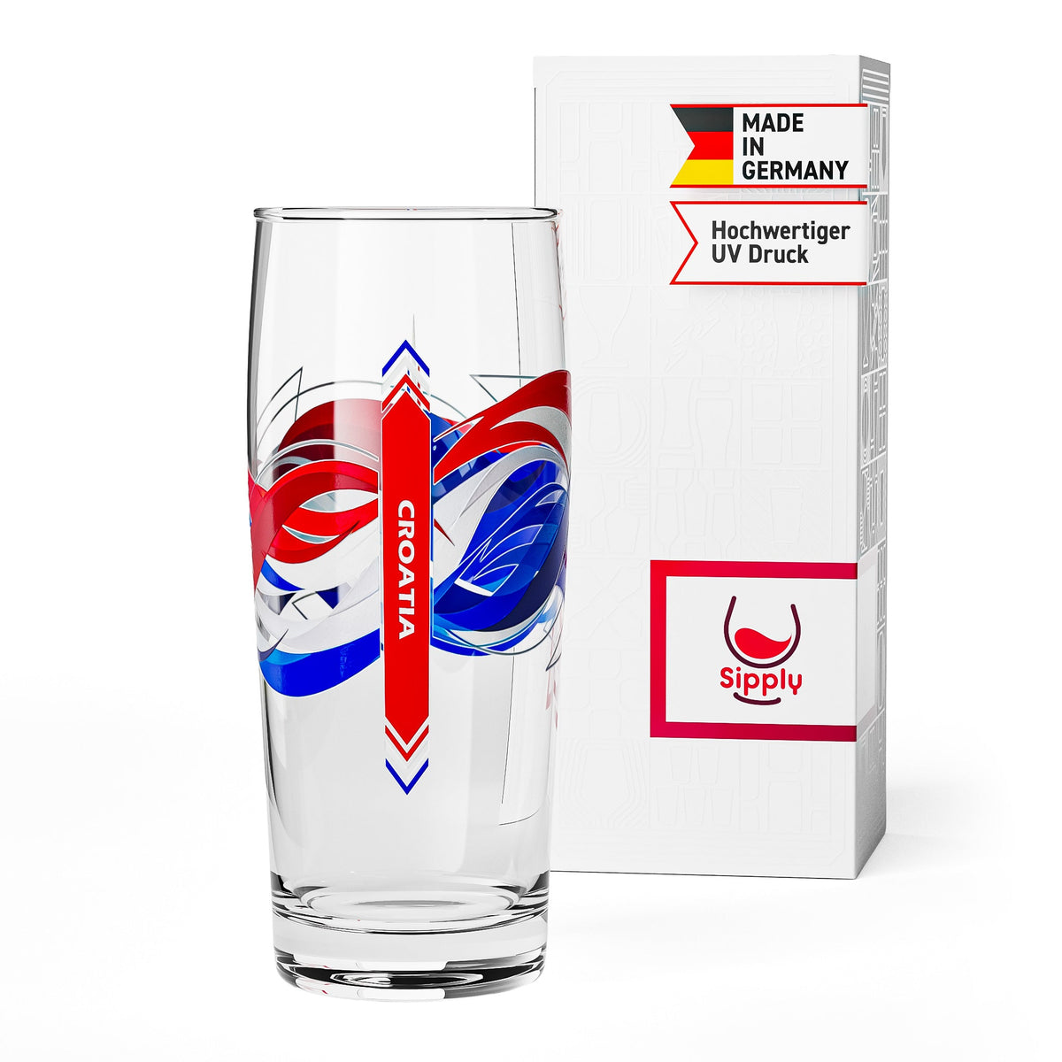 Sipply Bicchiere da Birra Willibecher 0,3l con la Bandiera del tuo Paese Croazia