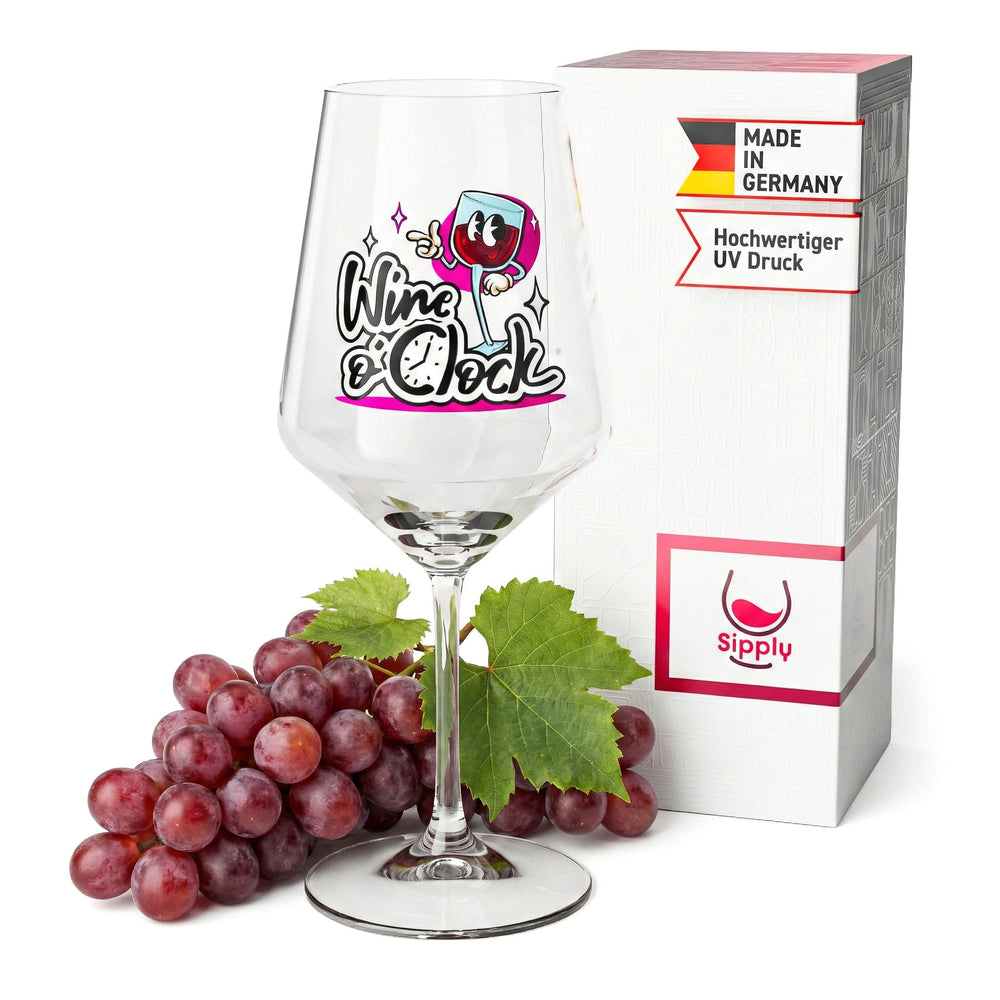 Bicchiere da vino Sipply con divertente scritta Wine o'Clock 0,5 l