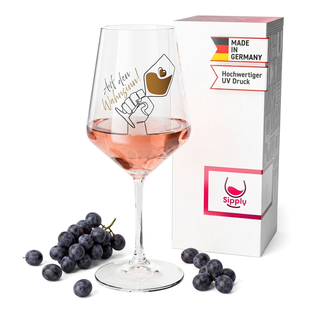 Bicchiere da vino Sipply con la scritta «Alla follia!» da 0,5 l