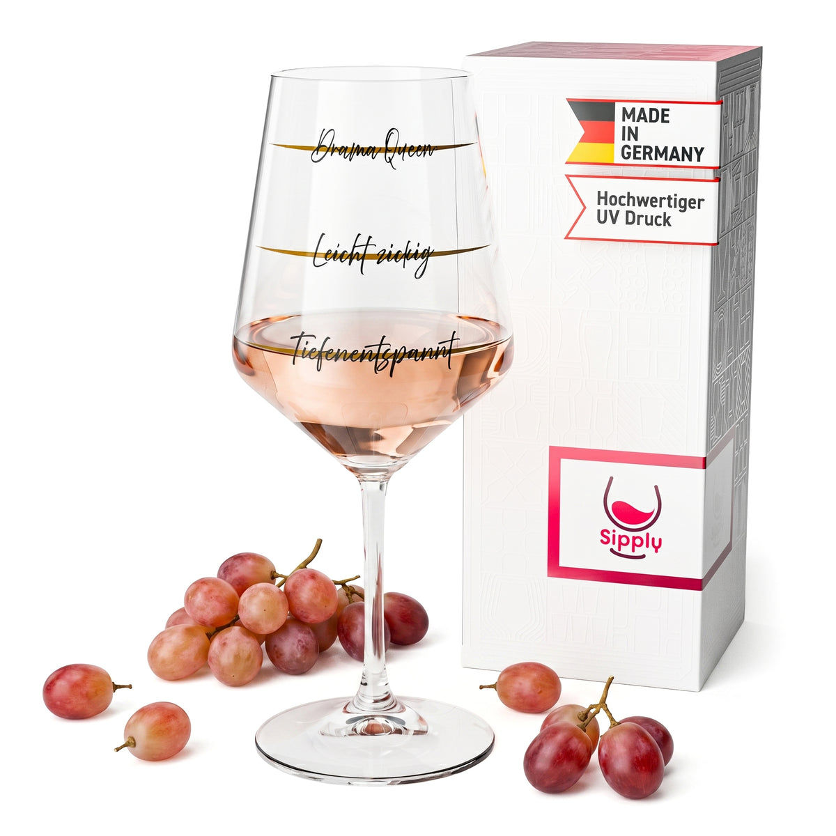 Bicchiere da vino Sipply con la scritta "Drama Queen", 0,5 l