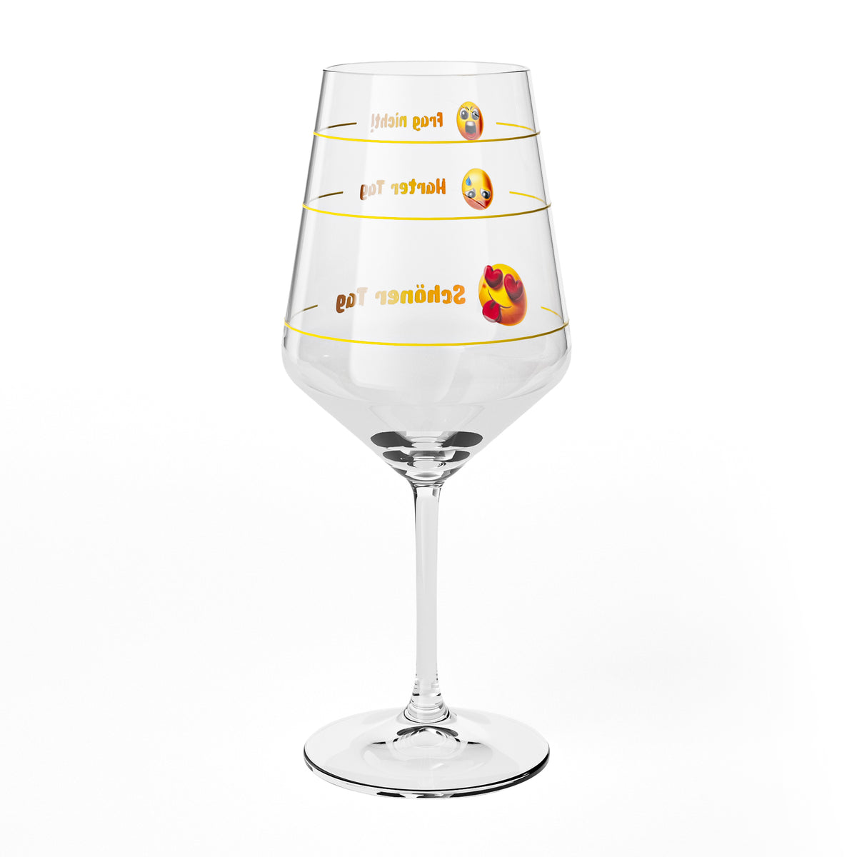 Bicchiere da vino Sipply con la scritta «Non chiedere: giornata dura, giornata bella» e emoji, 0,5 l – Vista 8