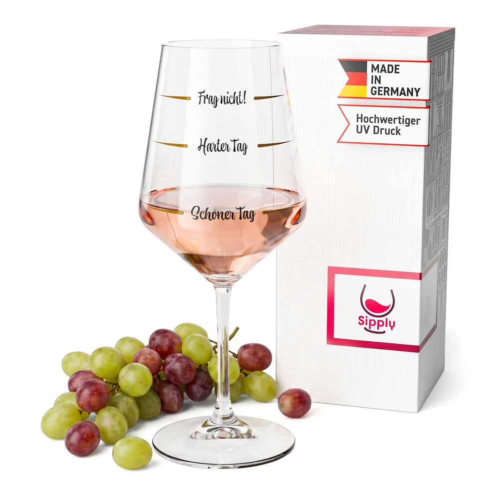 Bicchiere da vino Sipply con scritta «Non chiedere: brutta giornata, bella giornata» V2, 0,5 l