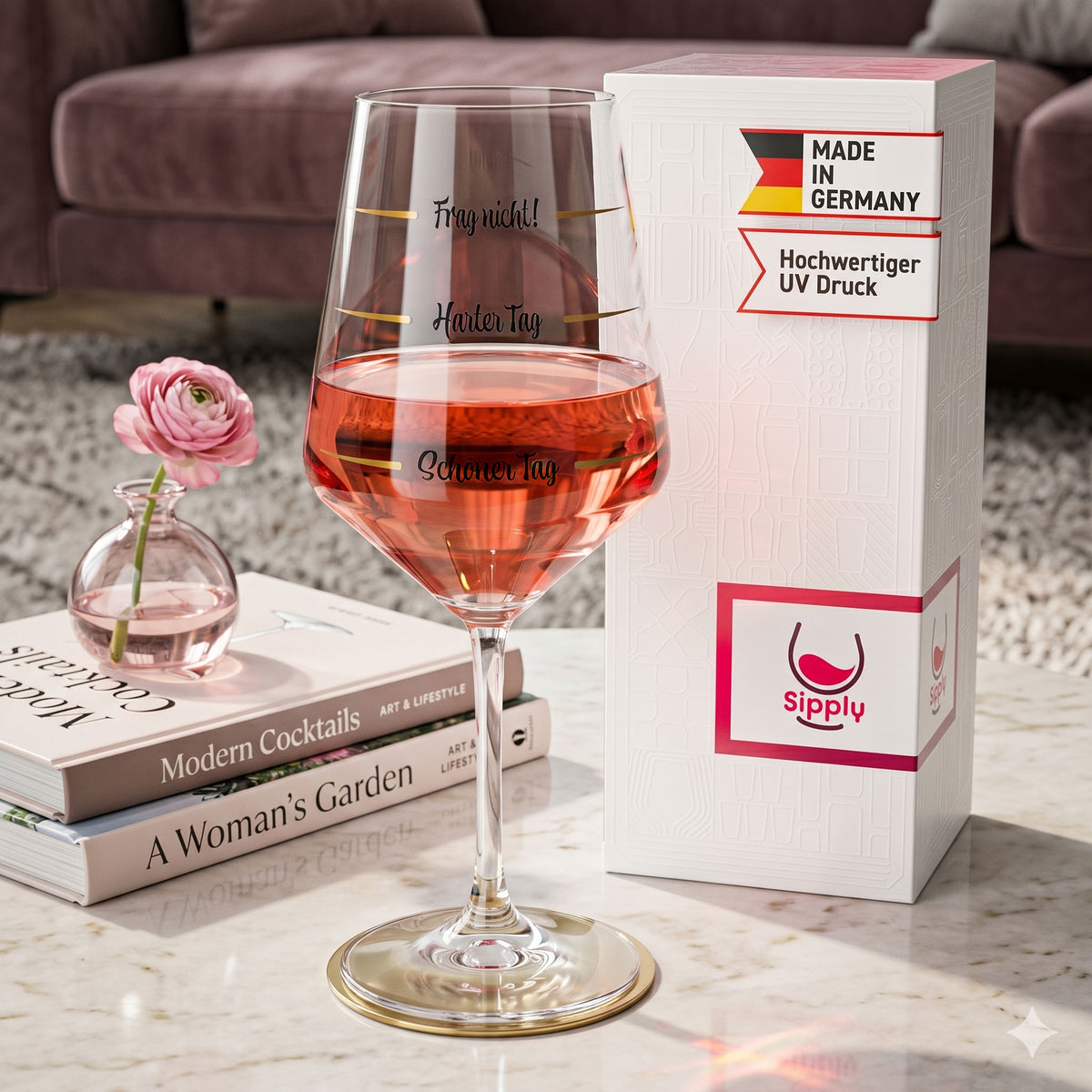 Bicchiere da vino Sipply con scritta «Non chiedere: brutta giornata, bella giornata» V2, 0,5 l – Vista 3