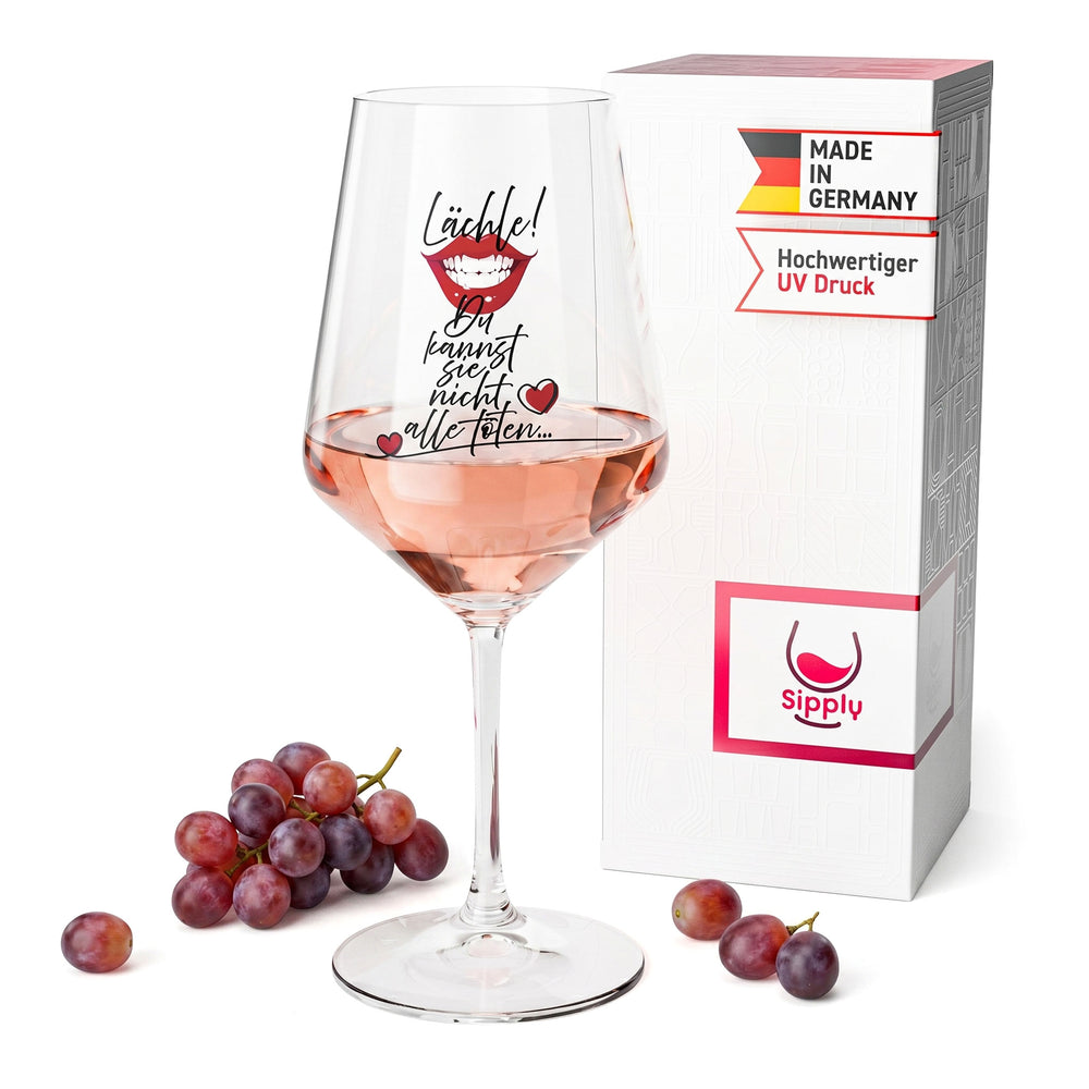 Bicchiere da vino Sipply con la scritta «Sorridi! Non puoi ucciderli tutti…» 0,5 l
