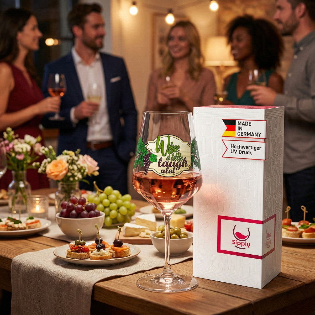 Bicchiere da vino Sipply con scritta Wine a little laugh a lot 0,5 l – Vista 2
