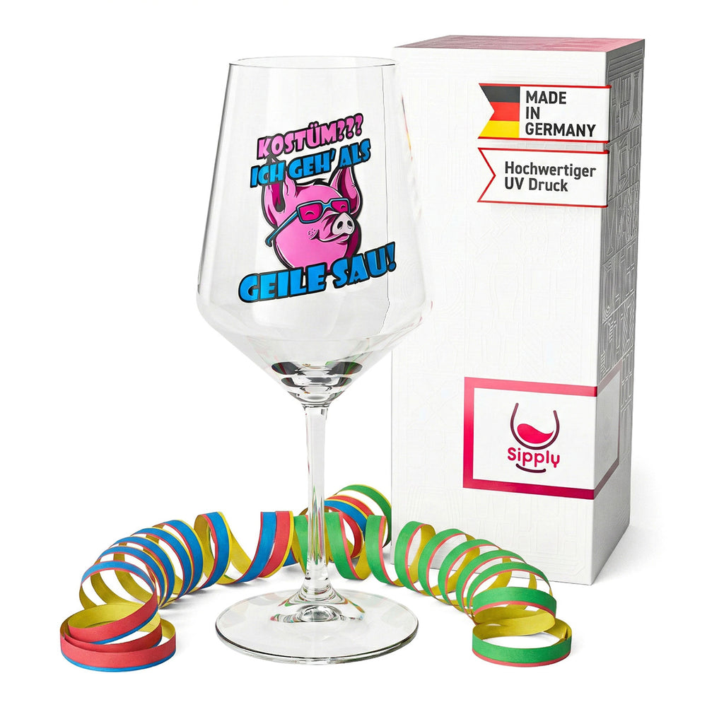 Bicchiere da vino Sipply per il carnevale "Geile Sau" 0,5 l