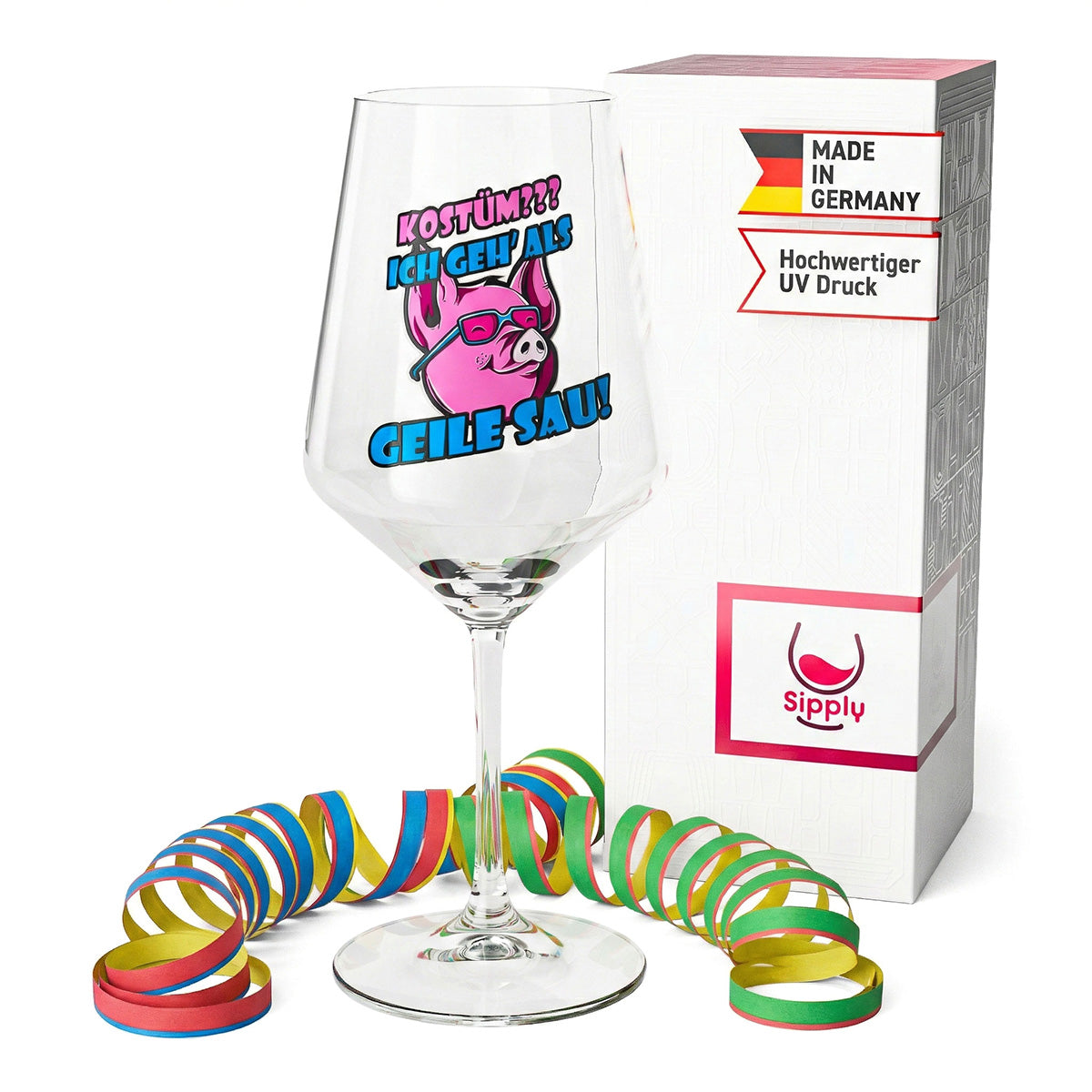 Bicchiere da vino Sipply per il carnevale "Geile Sau" 0,5 l