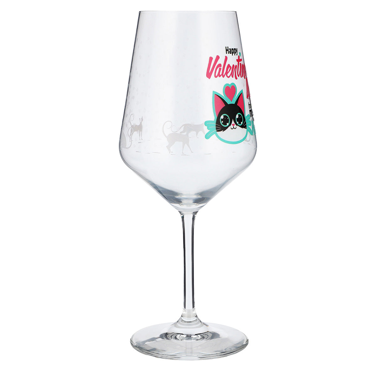 Bicchiere da vino Sipply per San Valentino con gatto + scritta "Happy Valentines Day" Regalo 0,5 l – Vista 7
