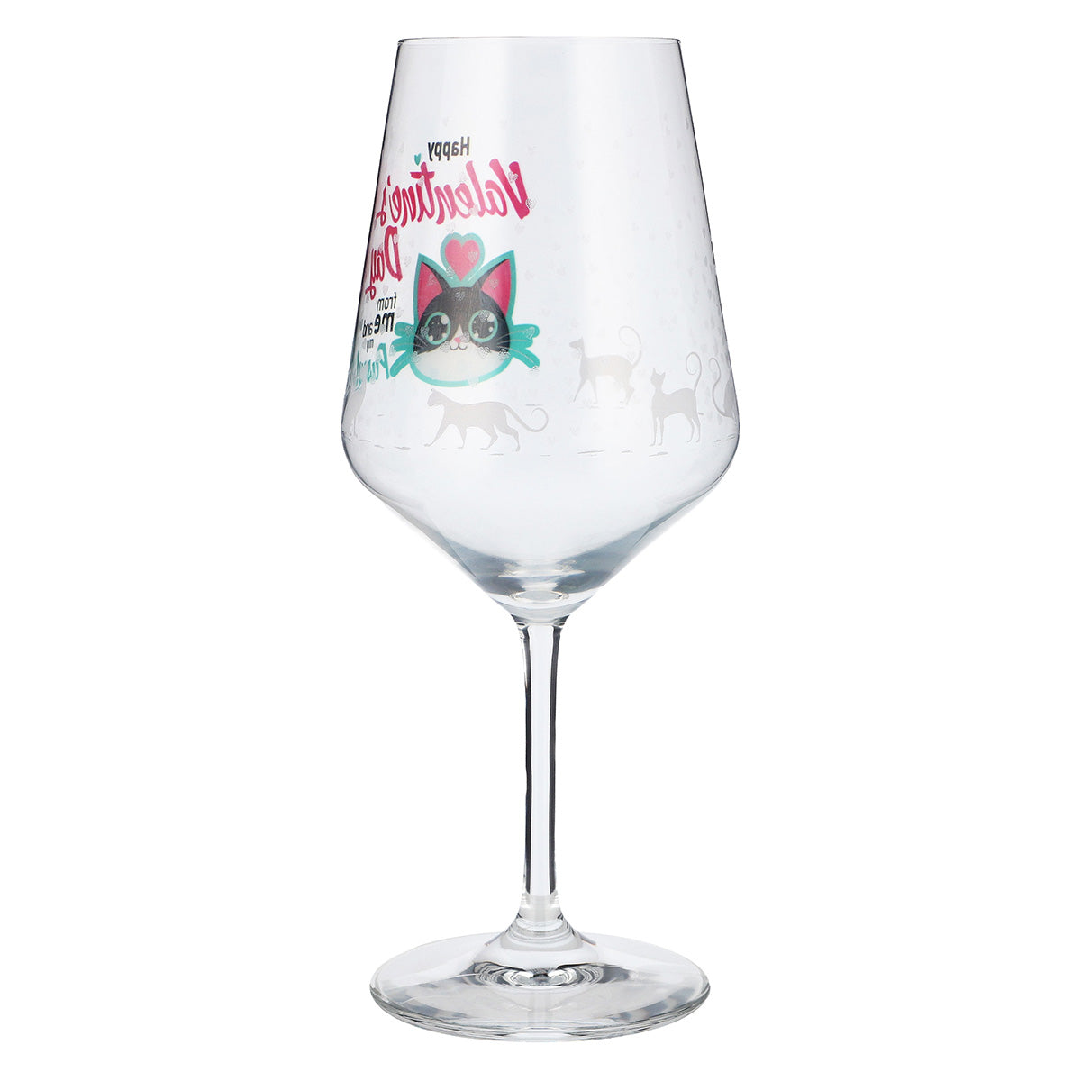 Bicchiere da vino Sipply per San Valentino con gatto + scritta "Happy Valentines Day" Regalo 0,5 l – Vista 8
