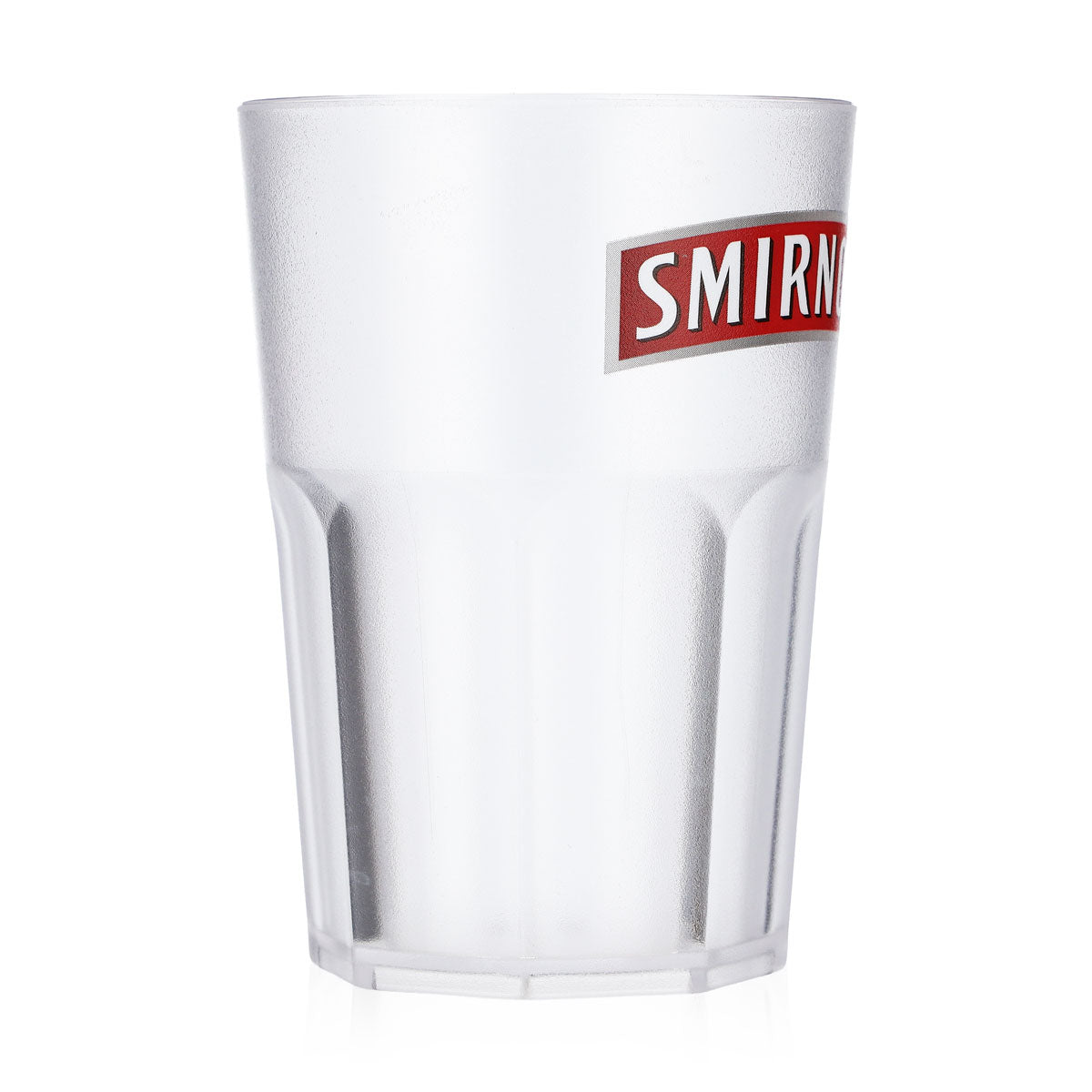 Bicchiere riutilizzabile in plastica Smirnoff Vodka da 0,43 l con logo rosso in rilievo – Vista 2