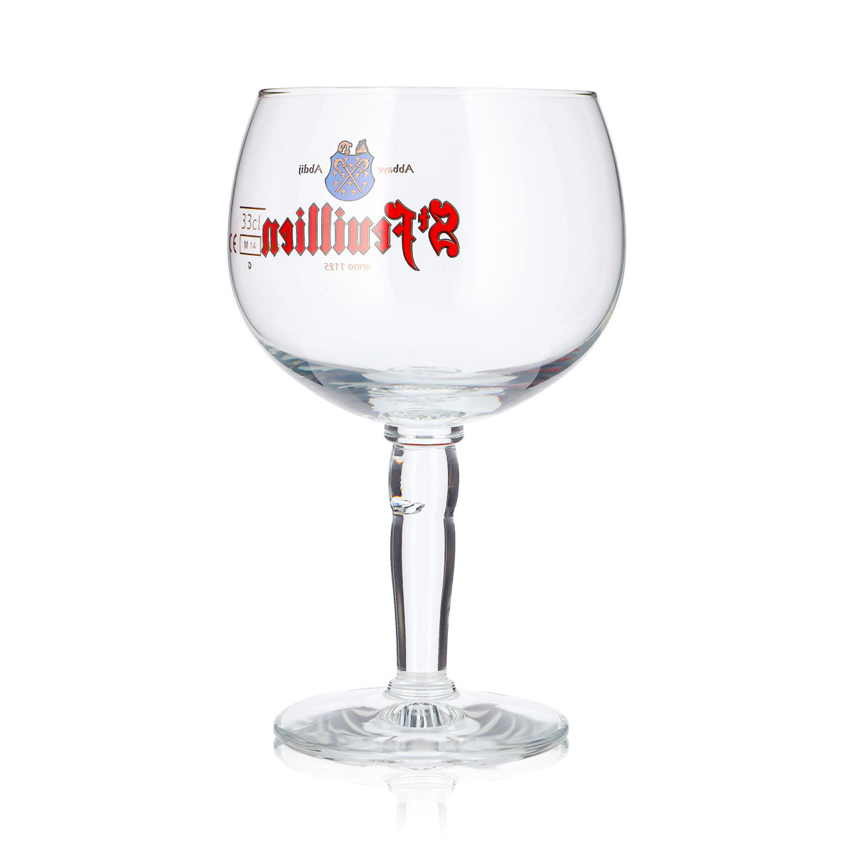 Bicchiere da birra St. Feuillien da 0,33 l, a forma di coppa, in vetro a palloncino, con incisione stilizzata – Vista 4