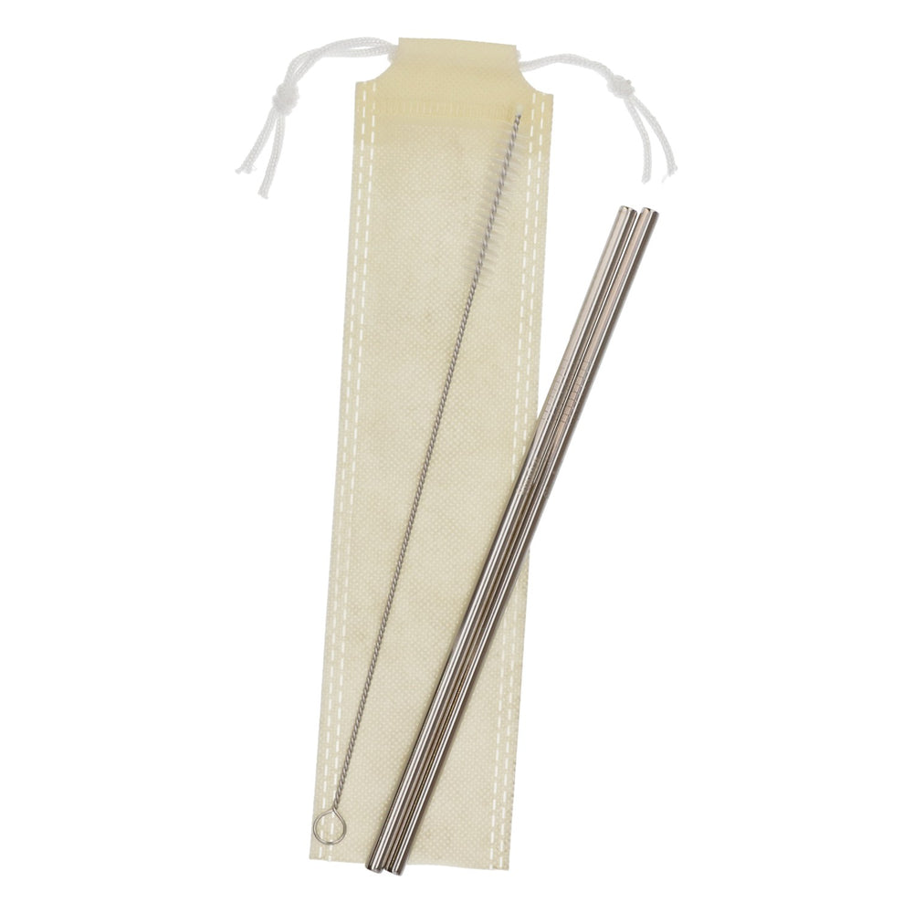Cannuccia "Steel" "Seinalco" argento/beige, con spazzolina per la pulizia e sacchetto inclusi