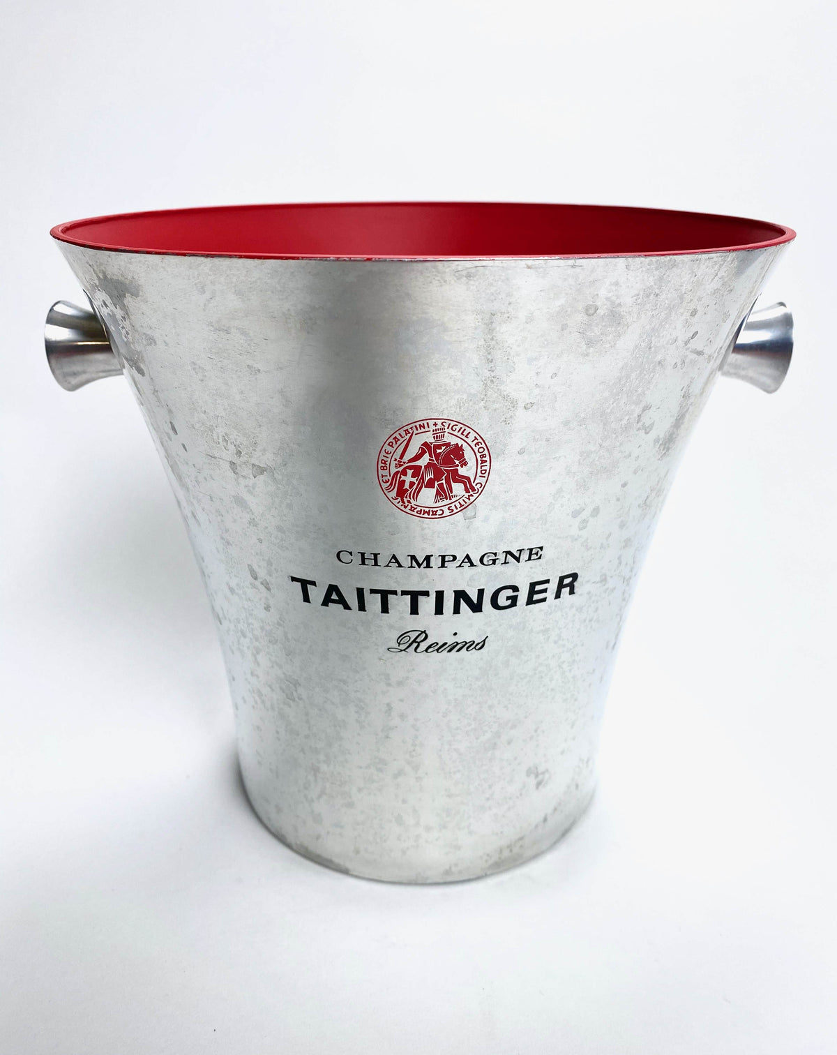 Taittinger Champagne Raffredda bottiglie Contenitore per cubetti di ghiaccio Secchiello in metallo con rosso