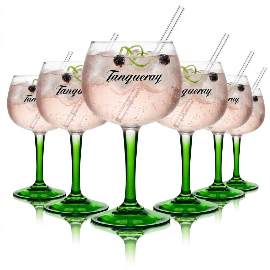 Bicchieri da champagne Tanqueray 0,59 l – Set da 6 bicchieri da gin tonic Copa XXL verdi