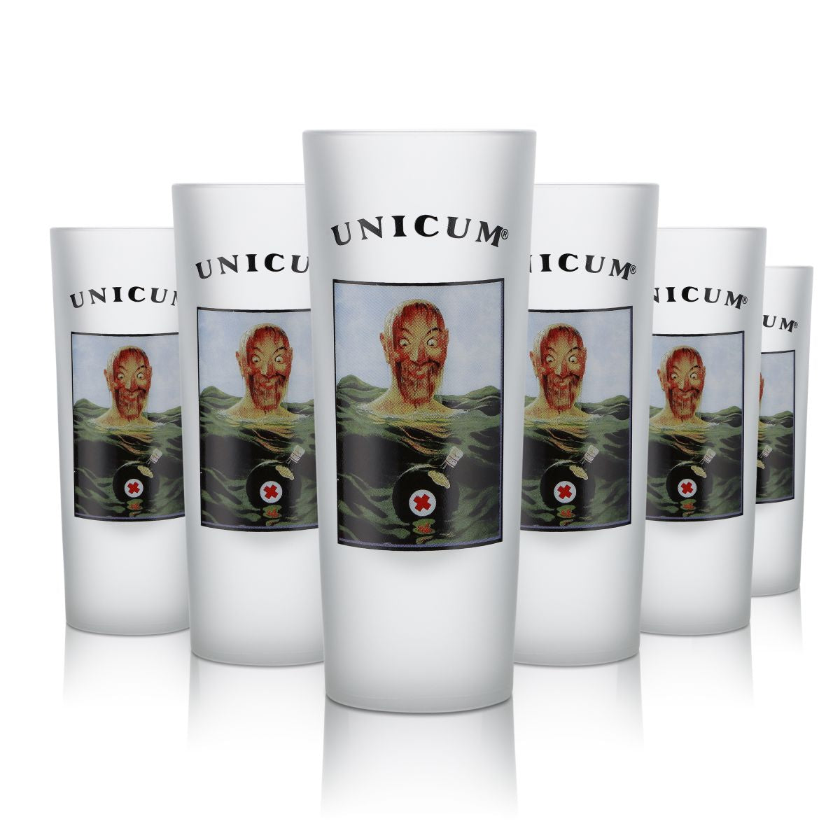 Bicchierino da liquore Unicum 0,128 l Shot Stamper corto satinato edizione da collezione
