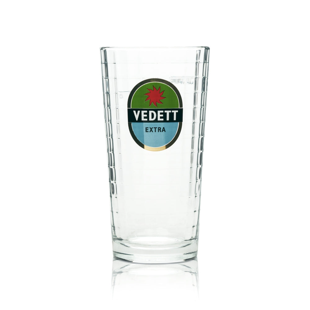 Bicchiere da birra Vedett 0,25 l "Extra" verde in rilievo Bicchieri Beer Belgium HALF PINT