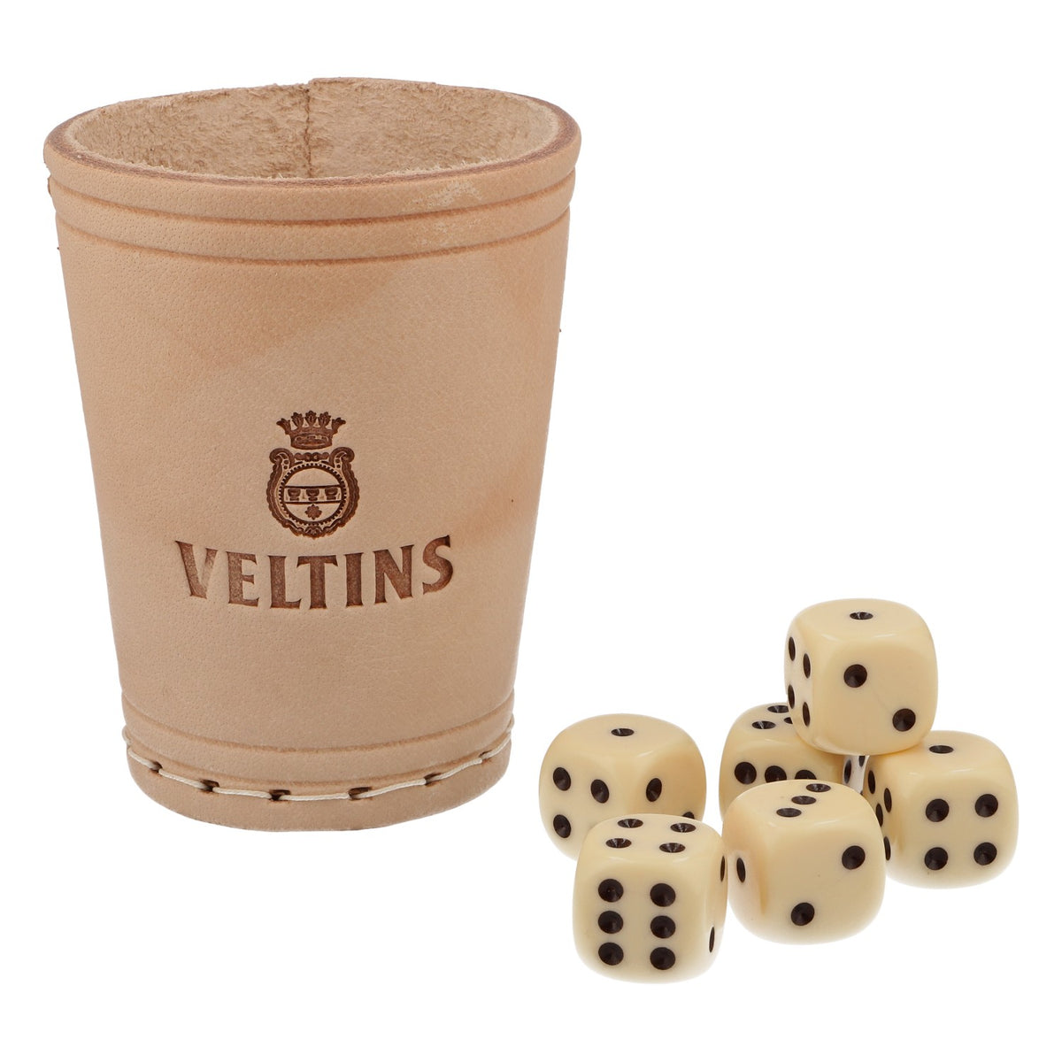 Bicchiere da birra Veltins in pelle Gioco di dadi con 6 dadi