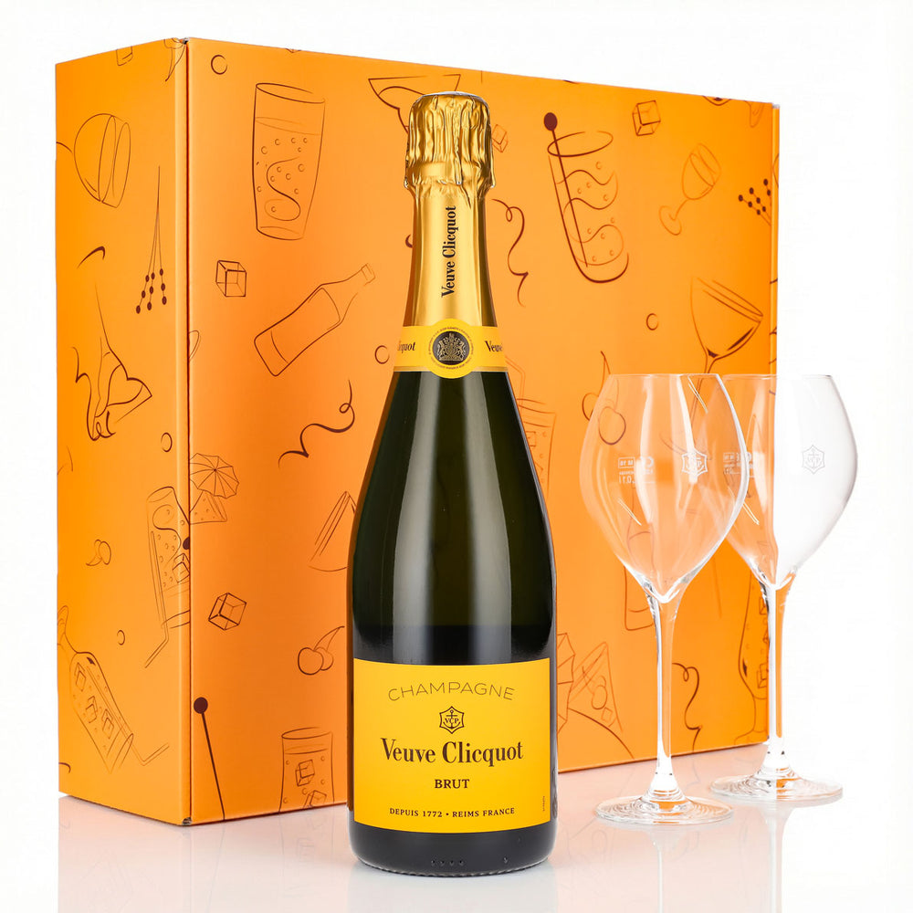 Set regalo champagne Veuve Clicquot 0,75 l 12,5% + flûte 0,1 l panciuta I Arancione