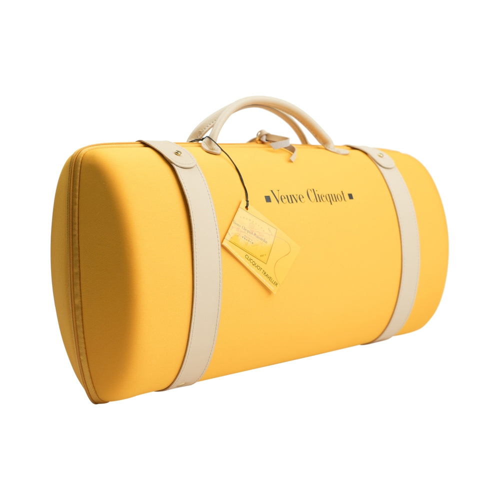 Borsa per champagne Veuve Cliquot Traveller con 2 bicchieri e cestino da picnic arancione