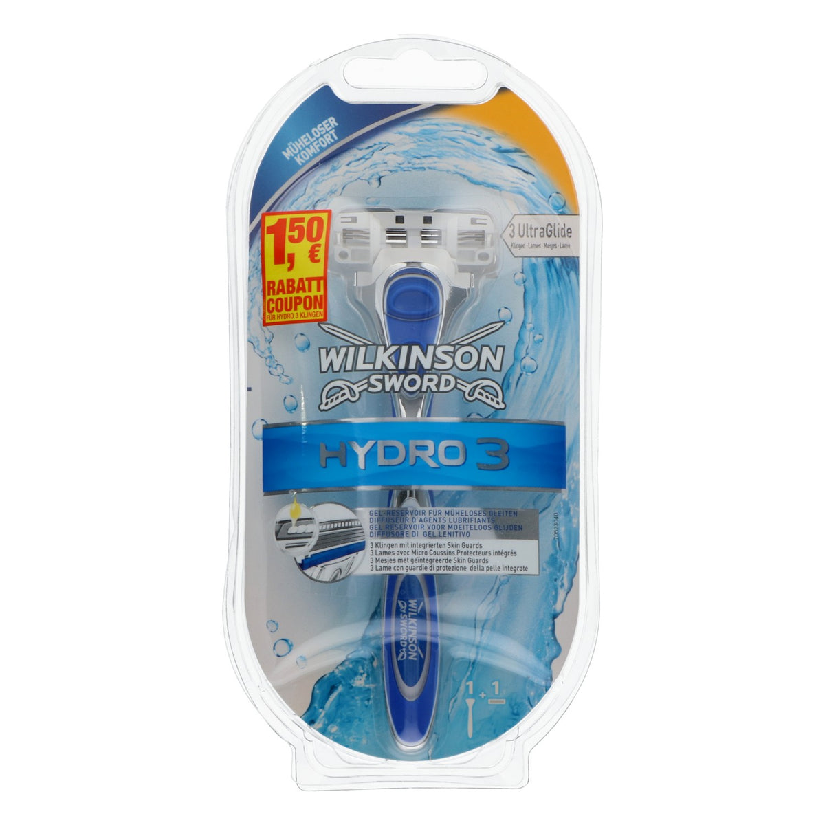 Rasoio Wilkinson Sword Hydro 3 con 3 lame UltraGlide, blu, rasatura confortevole – Vista 5