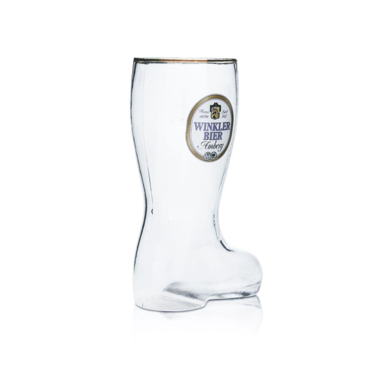 Bicchiere da birra Winkler Amberg 0,35 l con bordo dorato e stivale Birrificio Collezionisti Appassionati – Vista 2