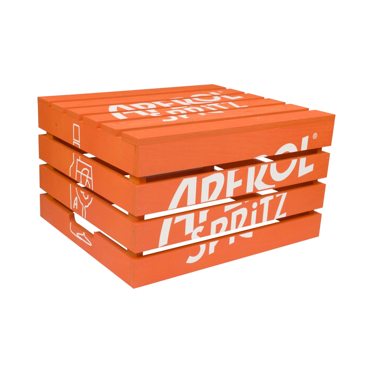 1 Aperol Spritz Liquore Cassetta di Legno Tavolo 45x37x25 cm Arancione "Aperol"  nuova