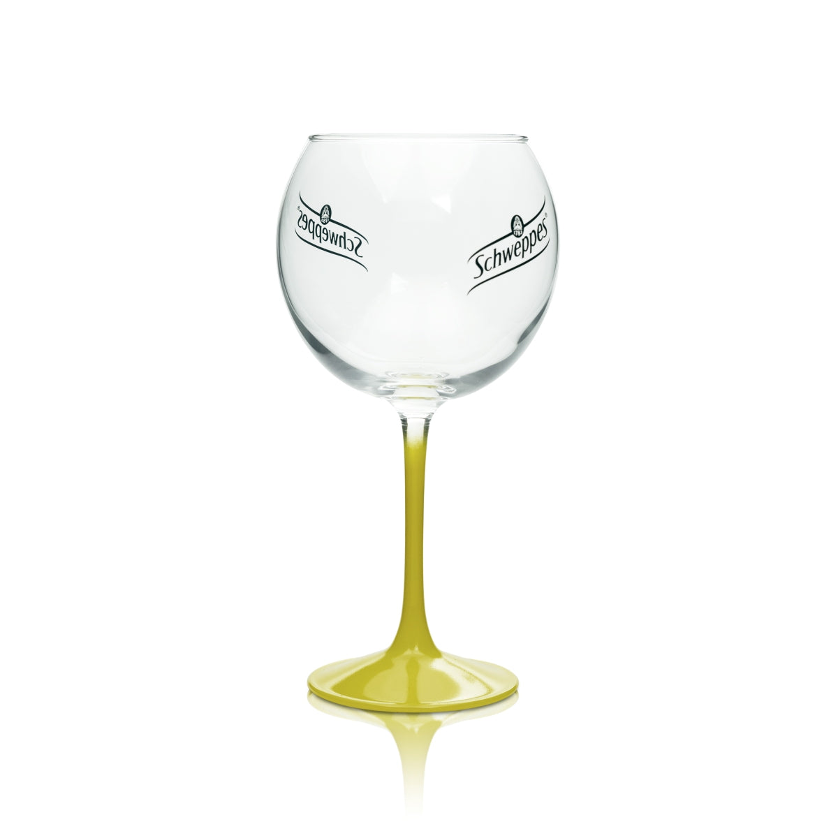 1 bicchiere Schweppes Limonade 0,4 l bicchiere a palloncino con stelo/base gialli nuovo
