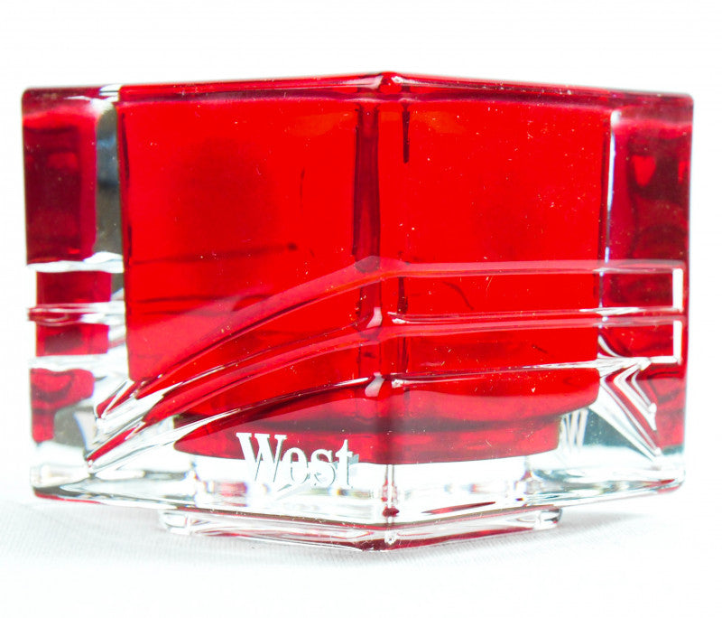 1 West Zigaretten Windlicht Tabacco, portacandela in cristallo, quadrato, rosso trasparente pesante     nuovo – Vista 3