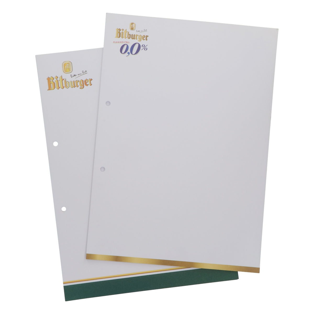 100 inserti per menu Bitburger in formato DIN A4, senza alcol, per la ristorazione