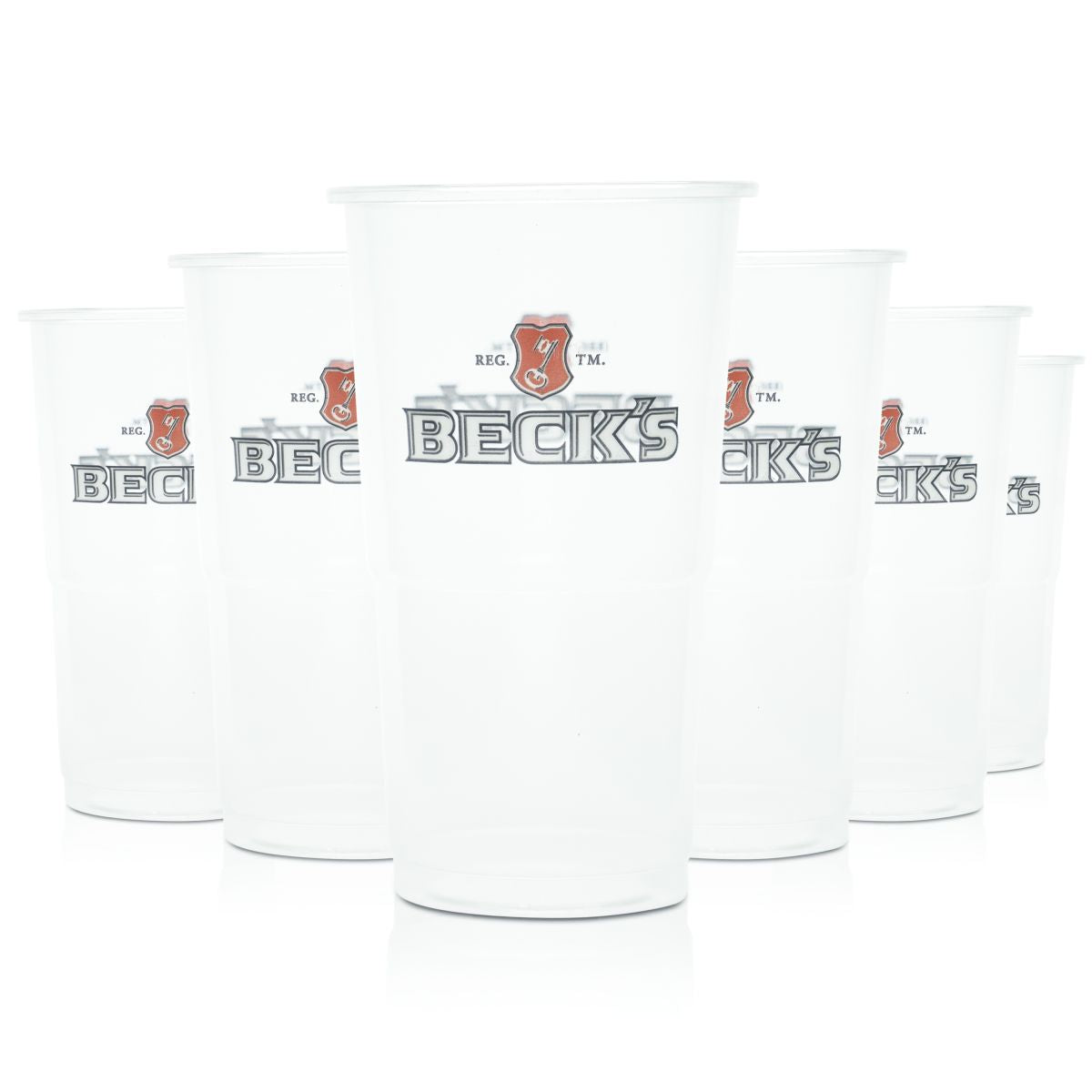 100 bicchieri monouso Becks in vetro da 0,3 l, bicchieri di plastica, bicchieri da birra, per feste e festival, da bar
