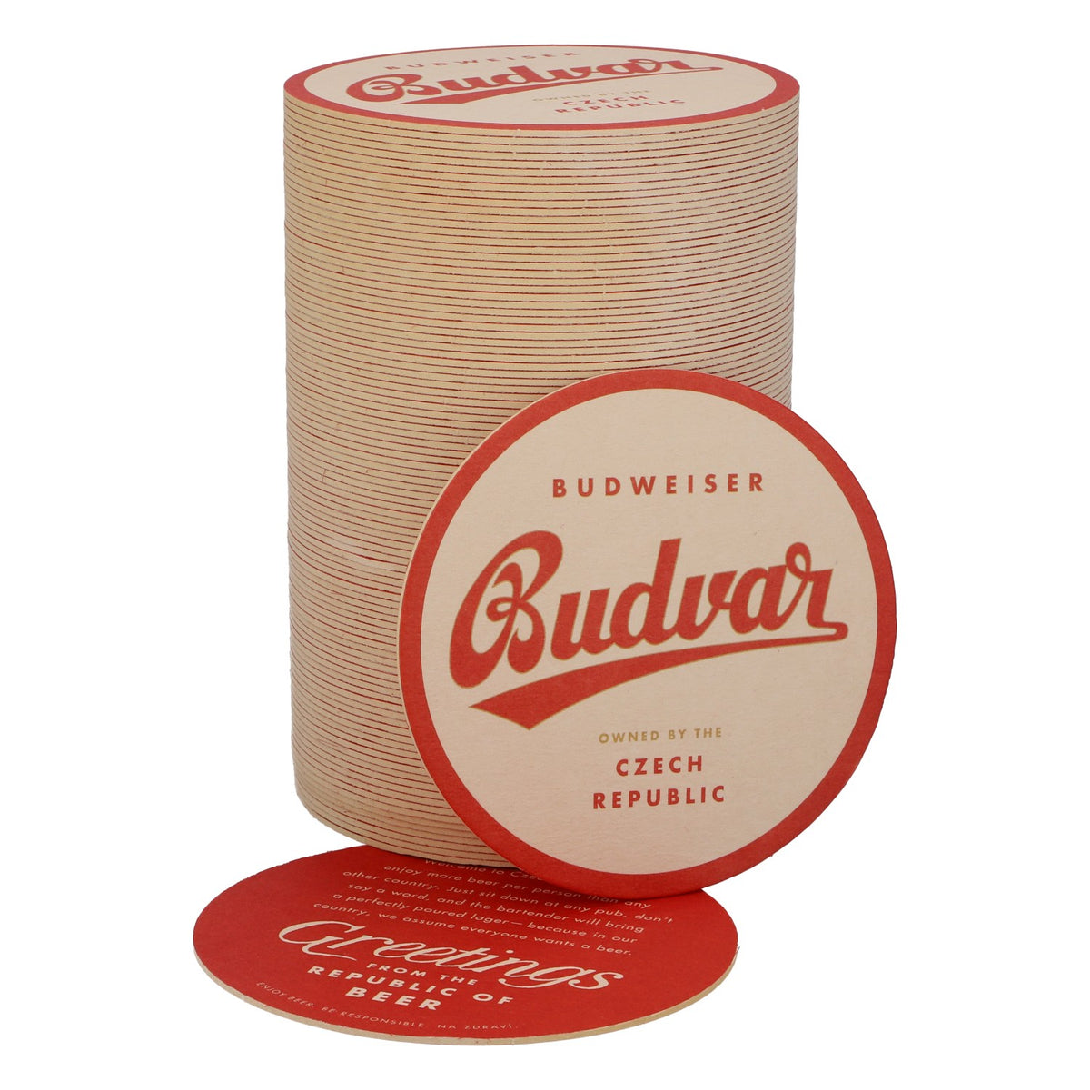 100 sottobicchieri Budweiser Sottobicchieri Sottobicchieri in vetro Accessori da bar "Budvar" Bianco con bordo rosso