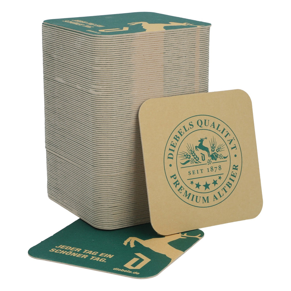 100x sottobicchieri Diebels Bier sottobicchieri in cartone sottobicchieri in vetro 9x9 cm verde