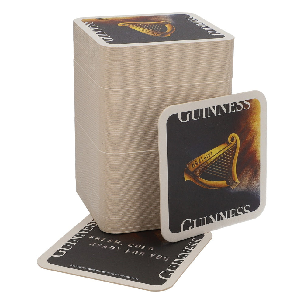 100 sottobicchieri Guinness Sottobicchieri in vetro "Fresh, cold, ready for you" 9,5x9,5 cm