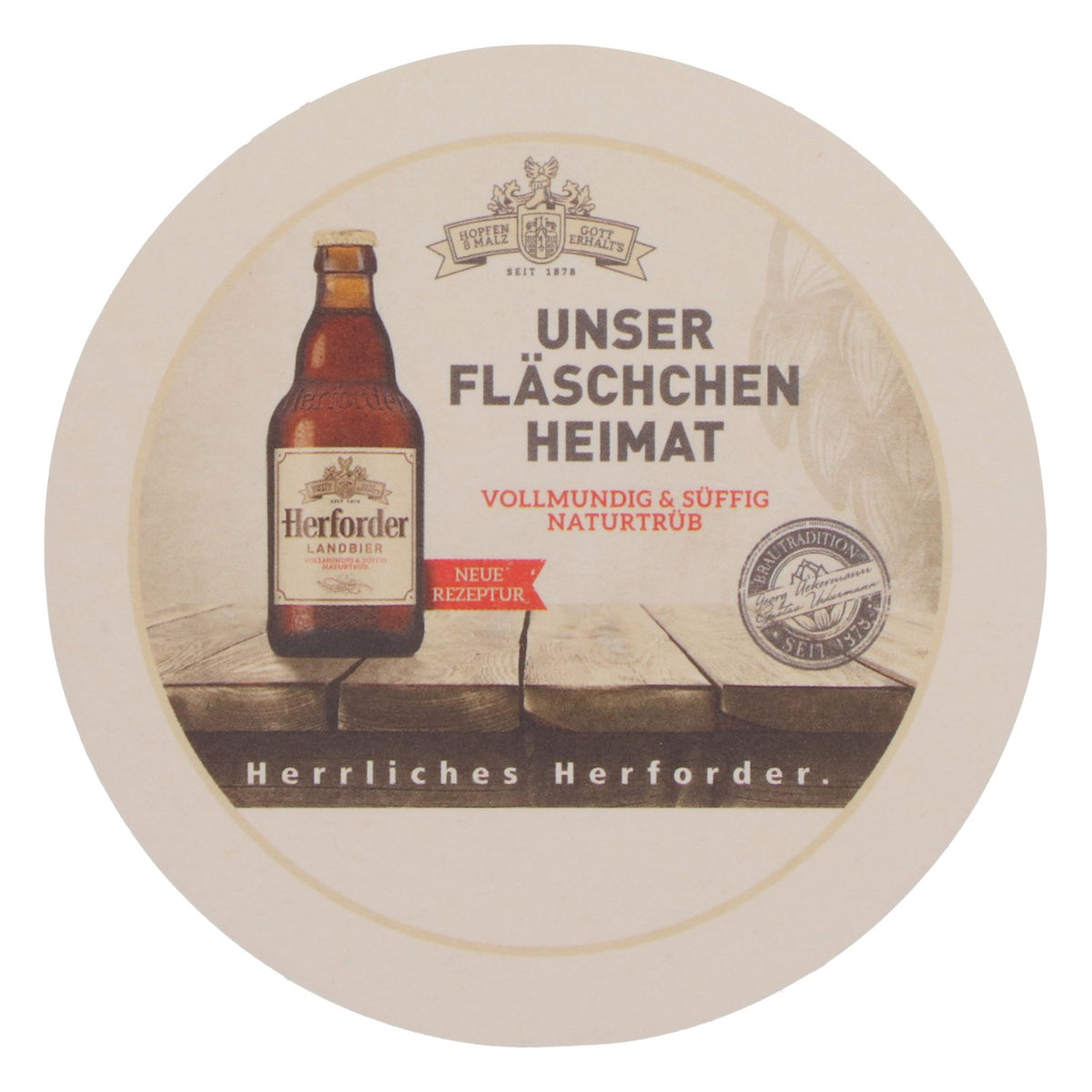 100 sottobicchieri della birreria Herforder Brauerei Sottobicchieri Sottobicchieri in vetro  "Unser Fläschchen Heimat" – Vista 4