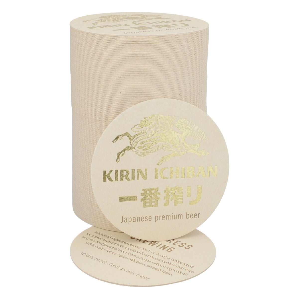 100x Kirin Ichiban birra sottobicchieri sottobicchieri in vetro rotondi 10,8 cm