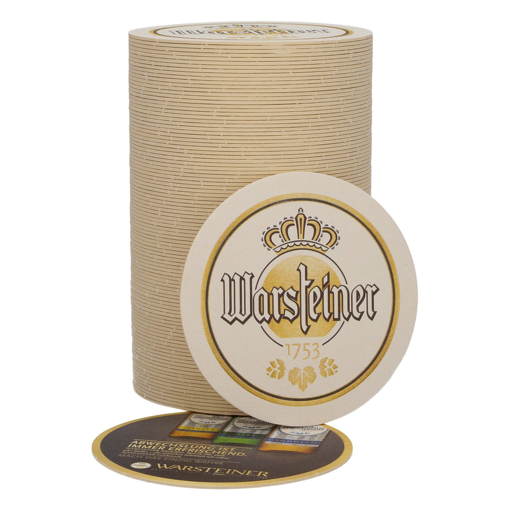 100 sottobicchieri Warsteiner, Ø 10,5 cm, con la scritta “Il cambiamento è sempre rinfrescante”