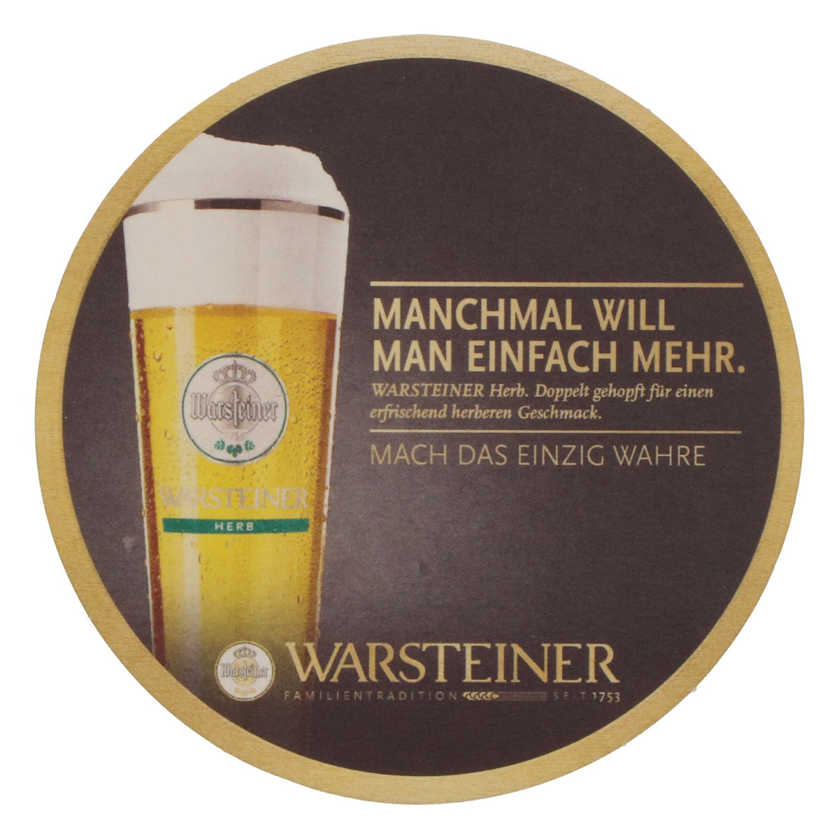 100 sottobicchieri Warsteiner, Ø 10,5 cm, con la scritta "A volte si vuole semplicemente di più" – Vista 4