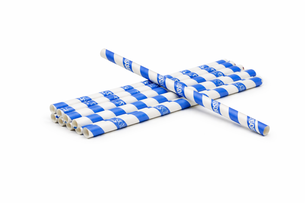 10x Absolut Vodka Cannuccia di carta blu e bianca Cannuccia per bicchiere Tubicino Cocktail