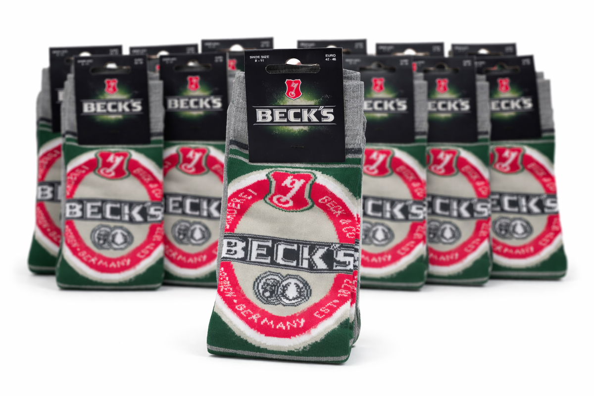 10 paia di calzini Becks Taglia 42-46 Unisex Calzini Retro Party Tempo libero Crew Birra