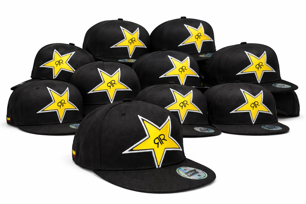 10x Cappellino Rockstar Energy Cap Snap Basecap Back Cappellino nero Unisex BMX