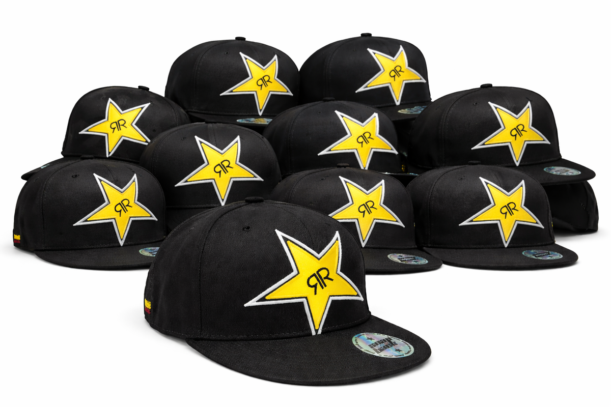 10x Cappellino Rockstar Energy Cap Snap Basecap Back Cappellino nero Unisex BMX