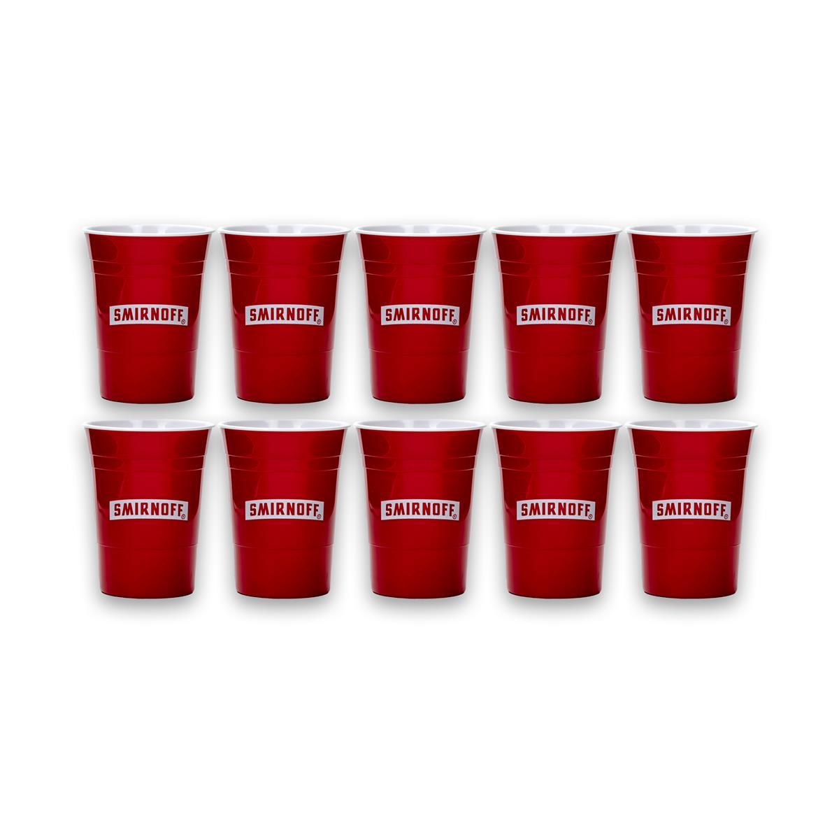 10x bicchieri riutilizzabili Smirnoff Vodka Red Cup per beer pong in plastica