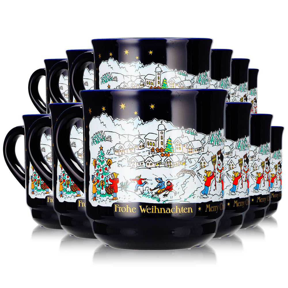 12 tazze da vin brulé Mohaba, modello 8000, "Buon Natale", tema invernale, blu cobalto, 0,2 l, graduate