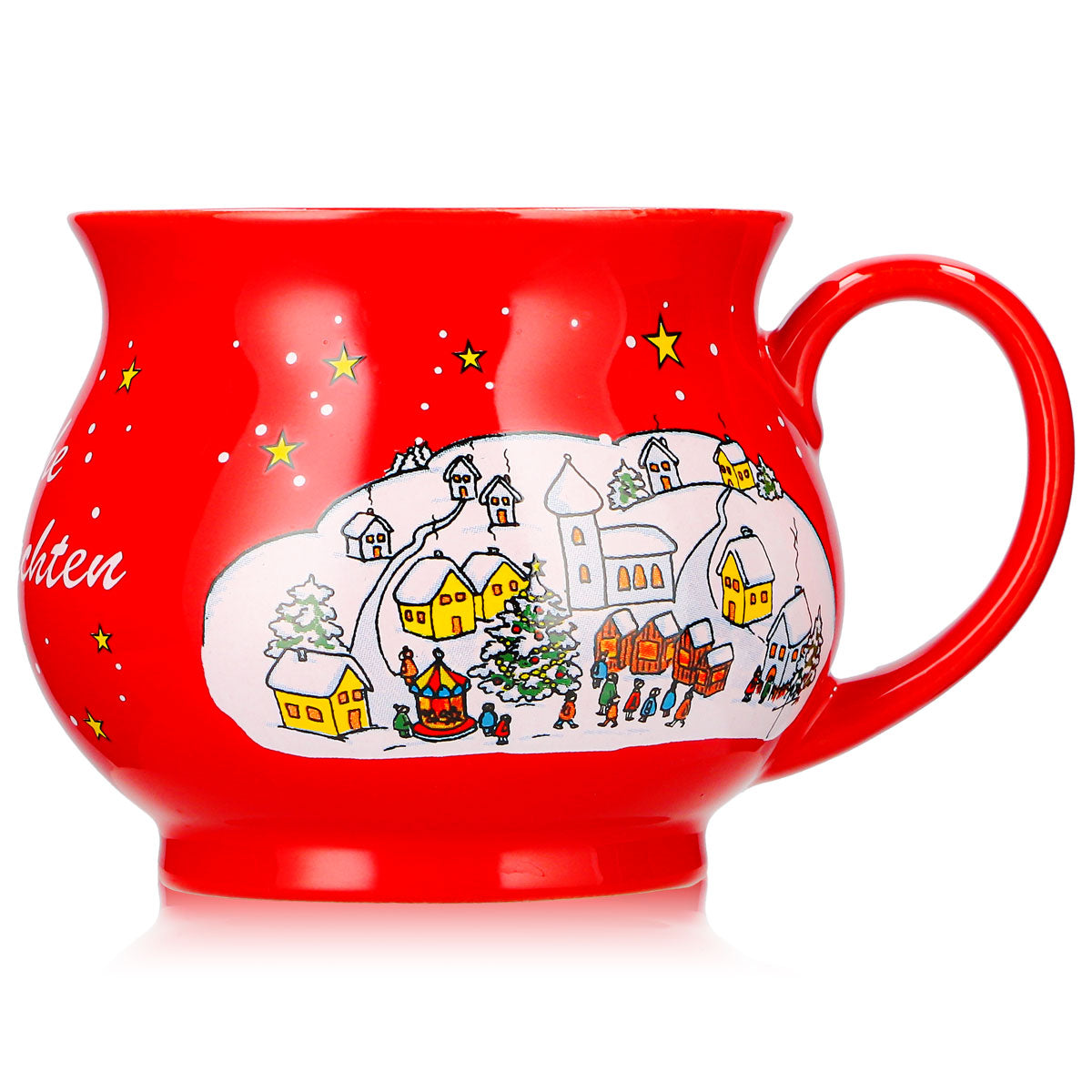 4 tazze da vin brulé Mohaba, a forma di palla, "Buon Natale", invernali, rosso fuoco, 0,2 l, graduate – Vista 6