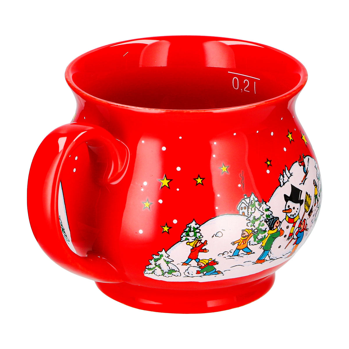 4 tazze da vin brulé Mohaba, a forma di palla, "Buon Natale", invernali, rosso fuoco, 0,2 l, graduate – Vista 7